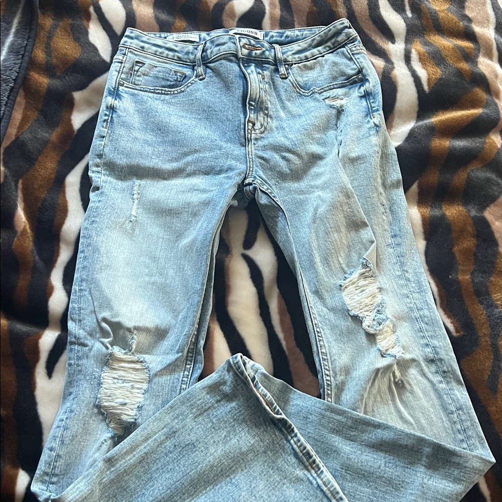 Vigoss Light Blue Distressed Flare Jeans